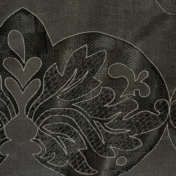 VTG Black Strapless Mini Dress Lined Sheer Textured Appliqué Formal Goth Moto 12 - Picture 4 of 11